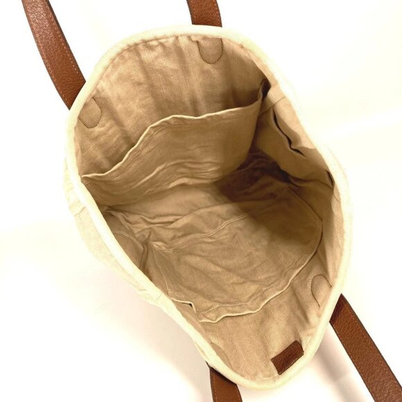 HERMES Kabas Calicut Tote Bag Shoulder Bag Leather/Canvas Beige/Brown - Picture 5 of 16